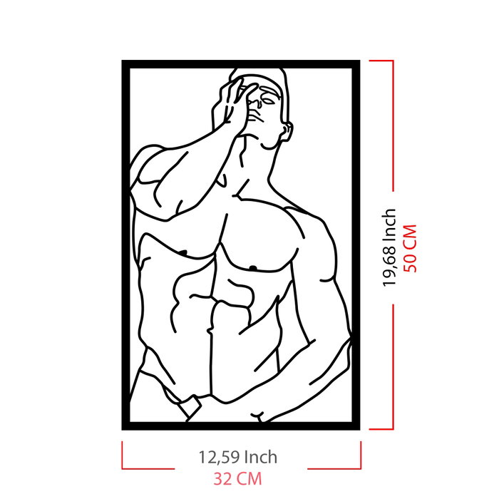 Wallity Muscle Male Posture Escultura de Pared en Negro